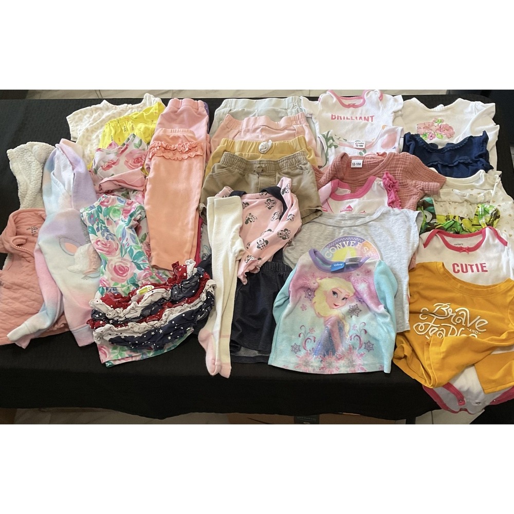 Mixed Brands 34pc Clothes Lot Girls 12month Multicolor Disney Floral Outfits